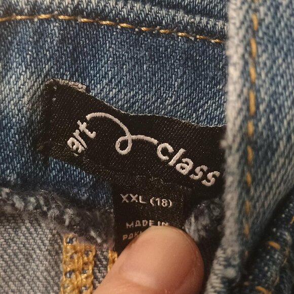 Art Class/Mini Dress/Girls XXL 18/Blue Denim/Square Neck Trendy Cute - Picture 4 of 10